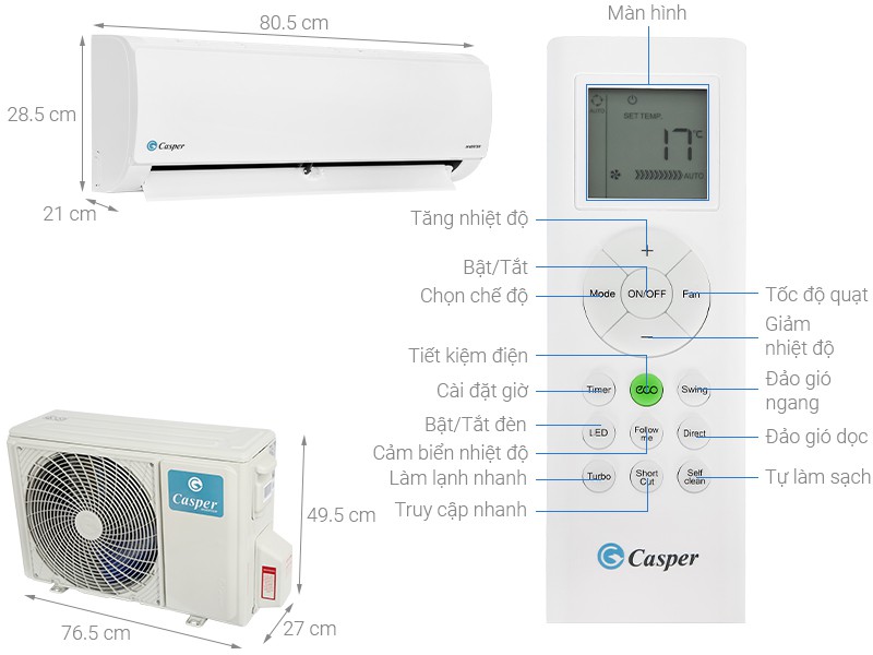 Máy lạnh Casper Inverter 1.5 HP IC-12TL32
